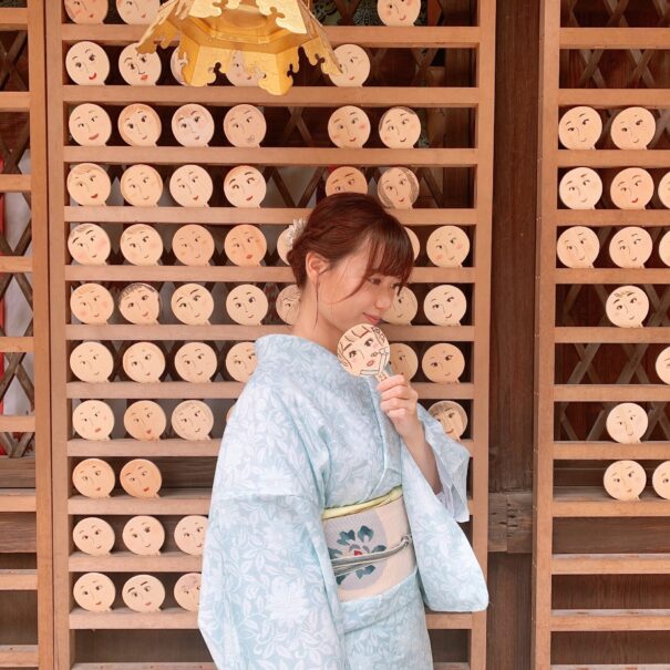 夏着物で河合神社
